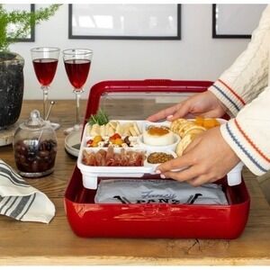 Fancy Panz Classic‎ Red Foil Pan Carrier/Charcuterie & Veggie Trayz Combo *NEW*